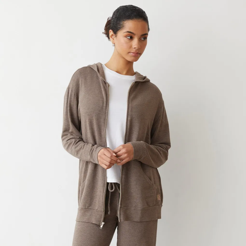 Supersoft|Zip-Up Hoodies*MONROW Supersoft Long Zip Up Hoody PECAN