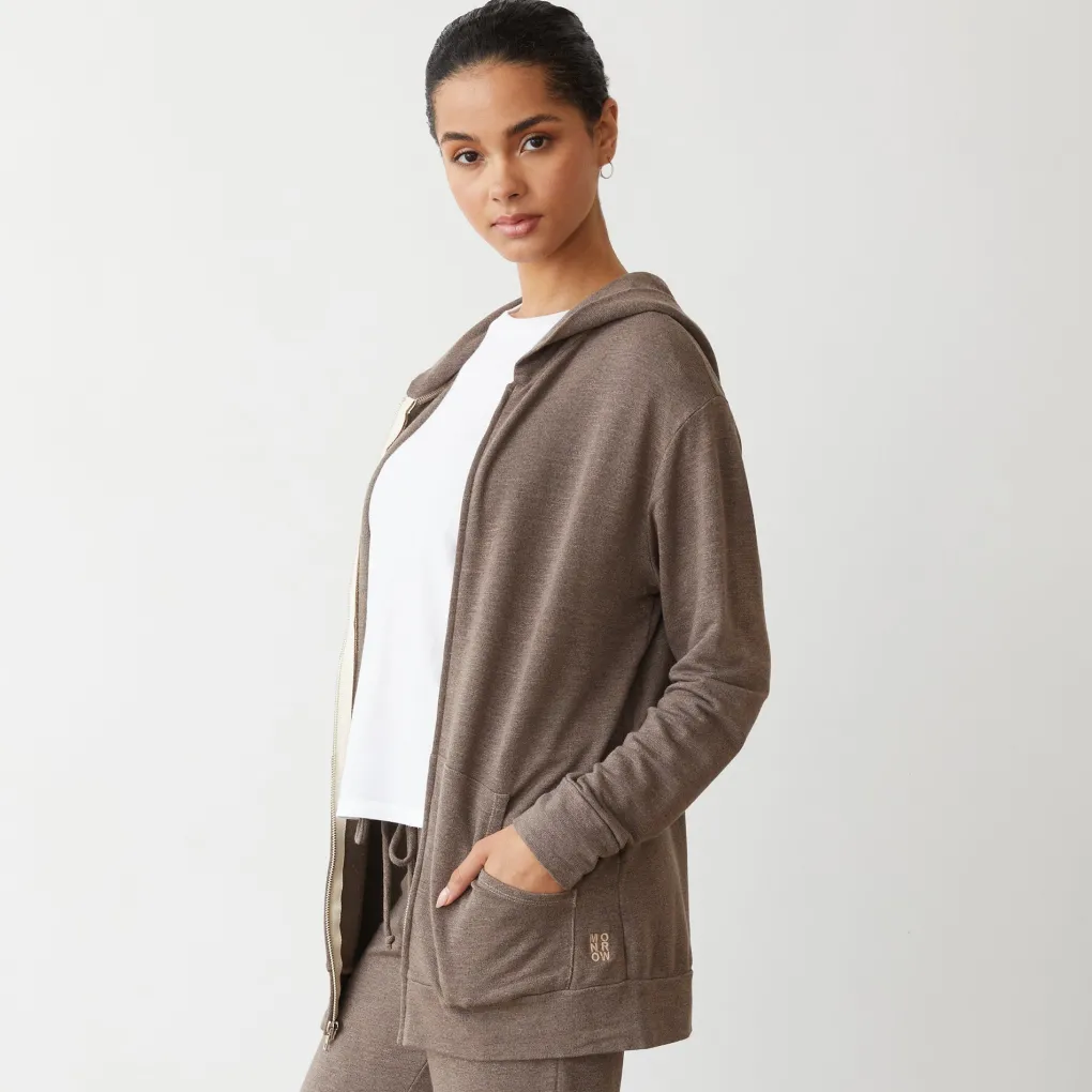 Supersoft|Zip-Up Hoodies*MONROW Supersoft Long Zip Up Hoody PECAN