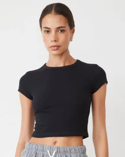 Travel Essentials|Tees*MONROW Supersoft Rib Mini Crew FADEDBLACK