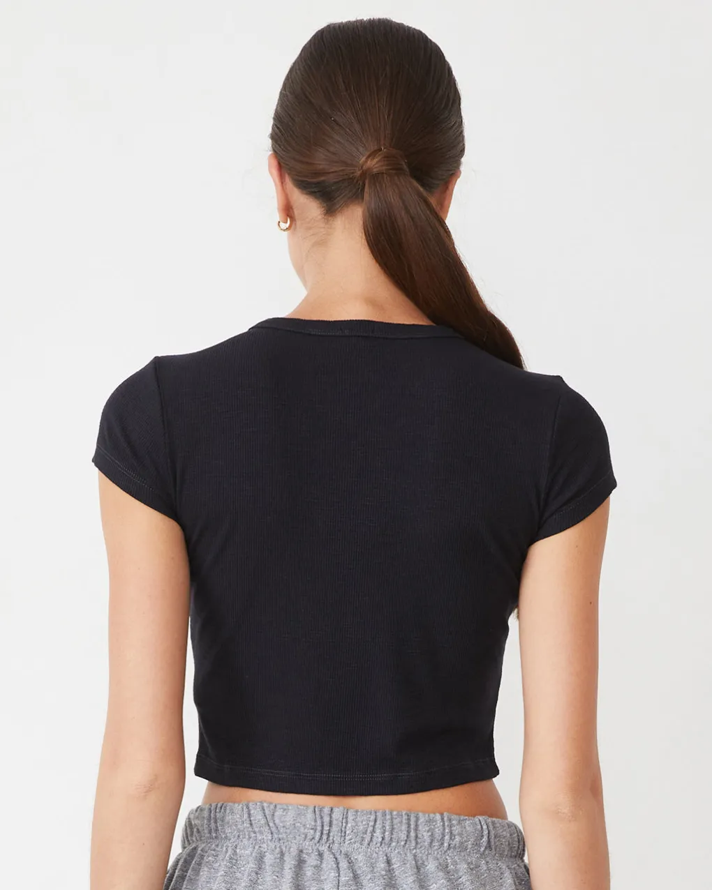 Travel Essentials|Tees*MONROW Supersoft Rib Mini Crew FADEDBLACK