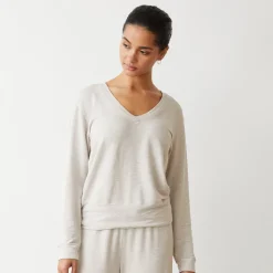 Sweatshirts|Supersoft*MONROW Supersoft V Neck Long Sleeve BONE