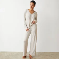 Sweatshirts|Supersoft*MONROW Supersoft V Neck Long Sleeve BONE
