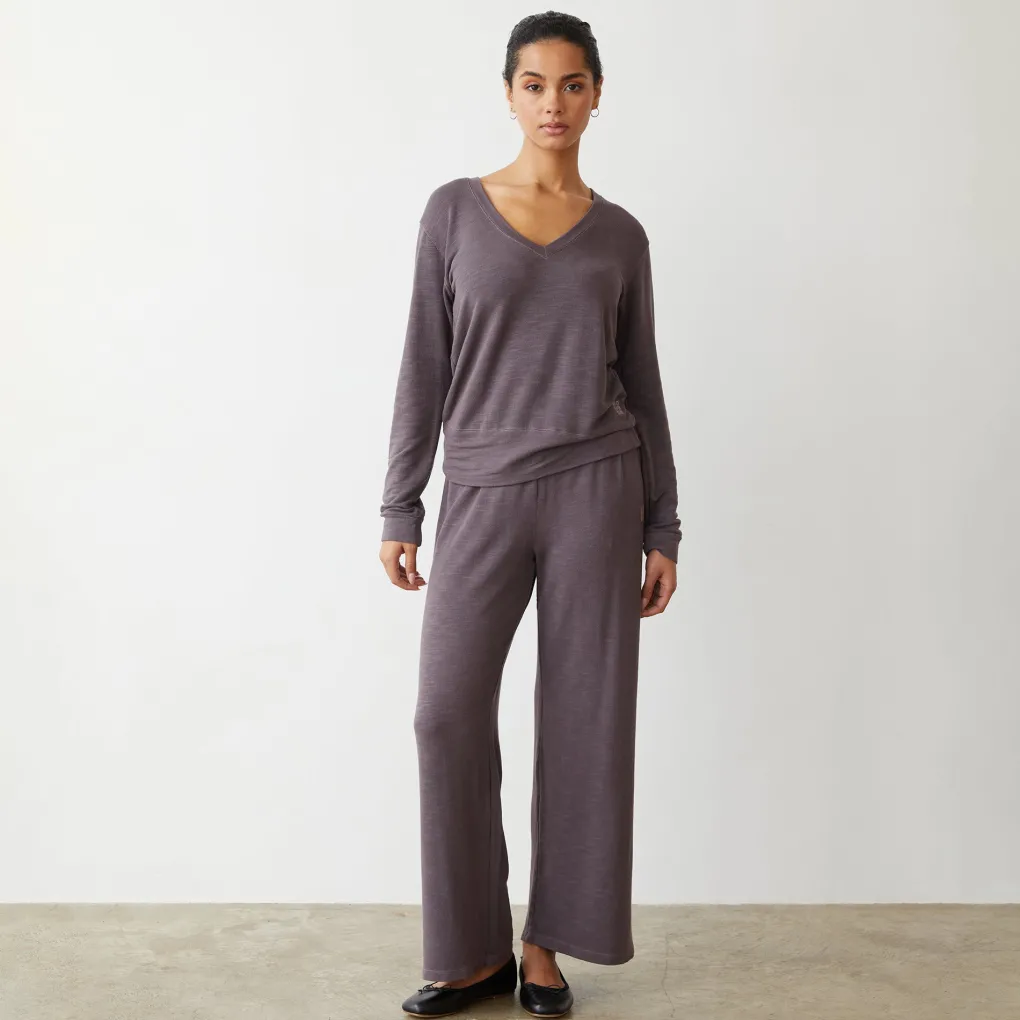 Supersoft|Sweatshirts*MONROW Supersoft V Neck Long Sleeve DUSTYPLUM