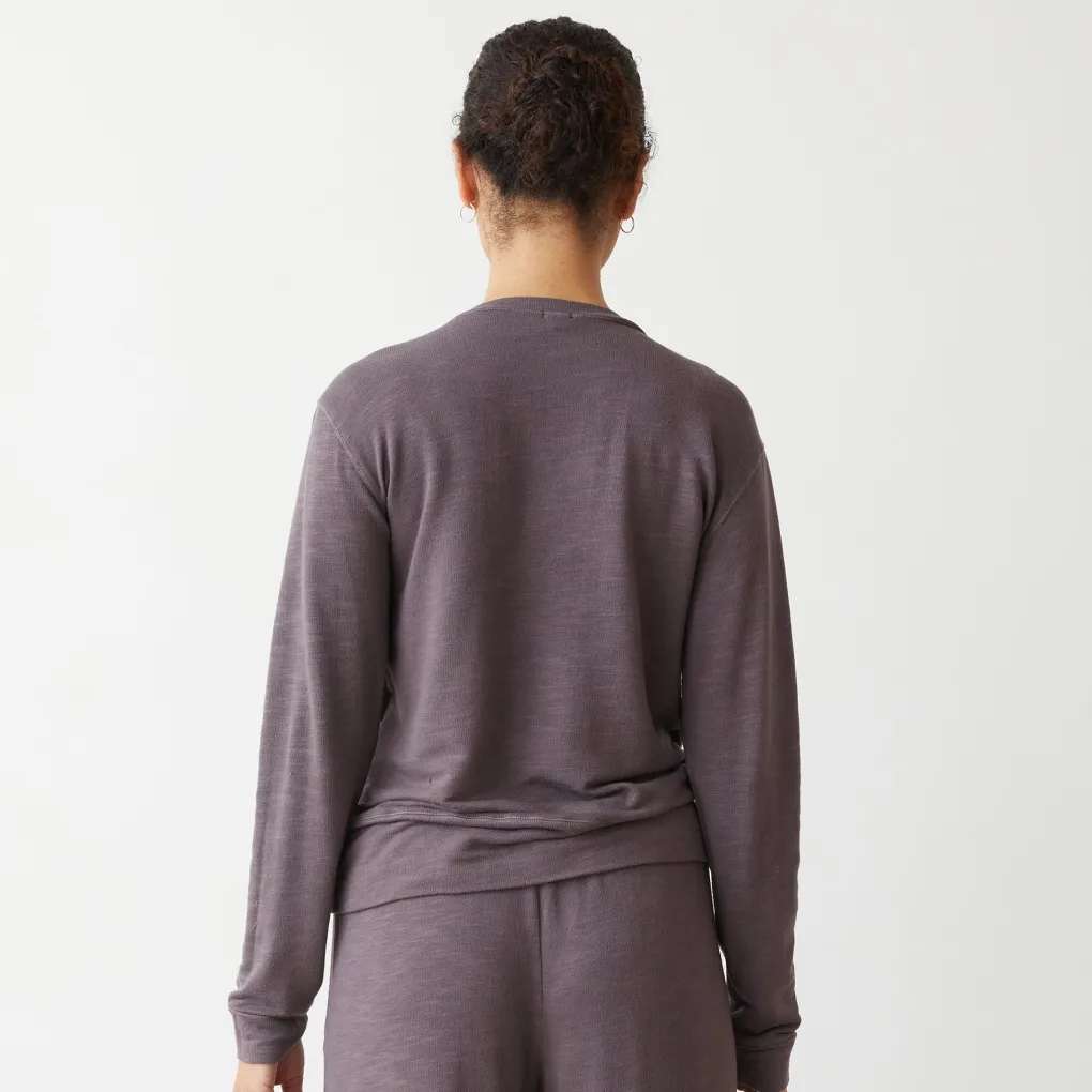 Supersoft|Sweatshirts*MONROW Supersoft V Neck Long Sleeve DUSTYPLUM