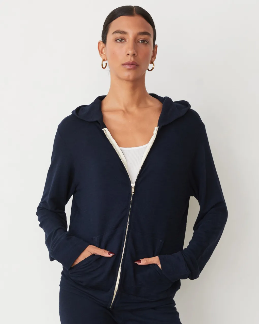 Supersoft|Sets*MONROW Supersoft Zip Up Hoody BLUEBLACK