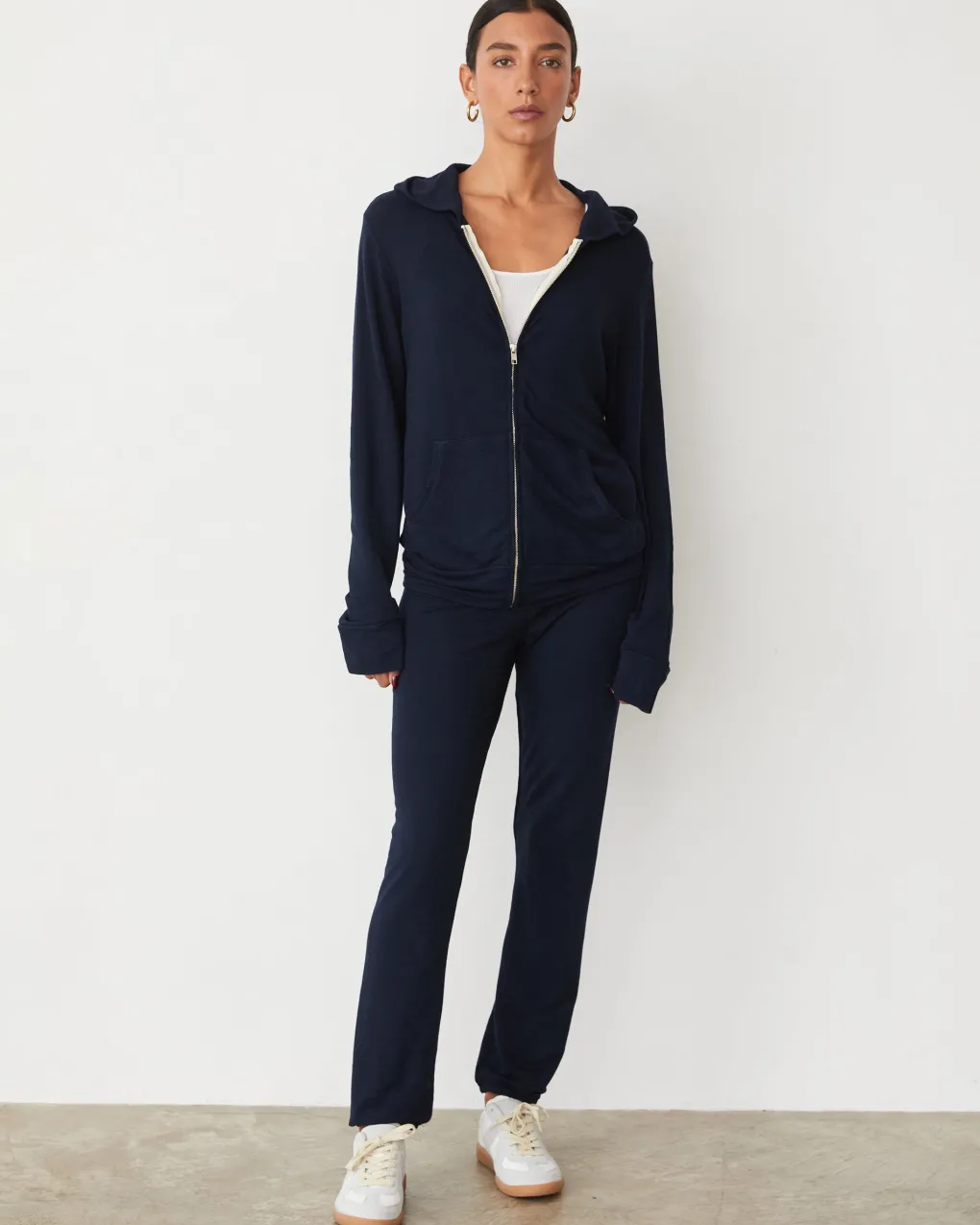 Supersoft|Sets*MONROW Supersoft Zip Up Hoody BLUEBLACK