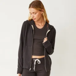 Supersoft|Sets*MONROW Supersoft Zip Up Hoody WASHEDBLACK