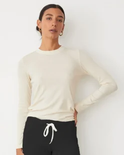 Long Sleeve|Travel Essentials*MONROW Supimafine Rib Long Sleeve Crew OFFWHITE