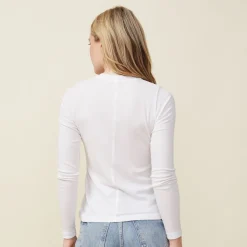 Long Sleeve*MONROW Supimafine Rib Long Sleeve Crew WHITE