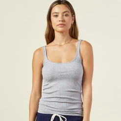 Tanks*MONROW Supimafine Rib Scoop Neck Tank - Heather Grey HEATHERGREY
