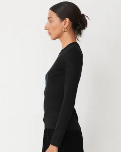 Long Sleeve*MONROW Supimaluxe Rib Long Sleeve Crew BLACK