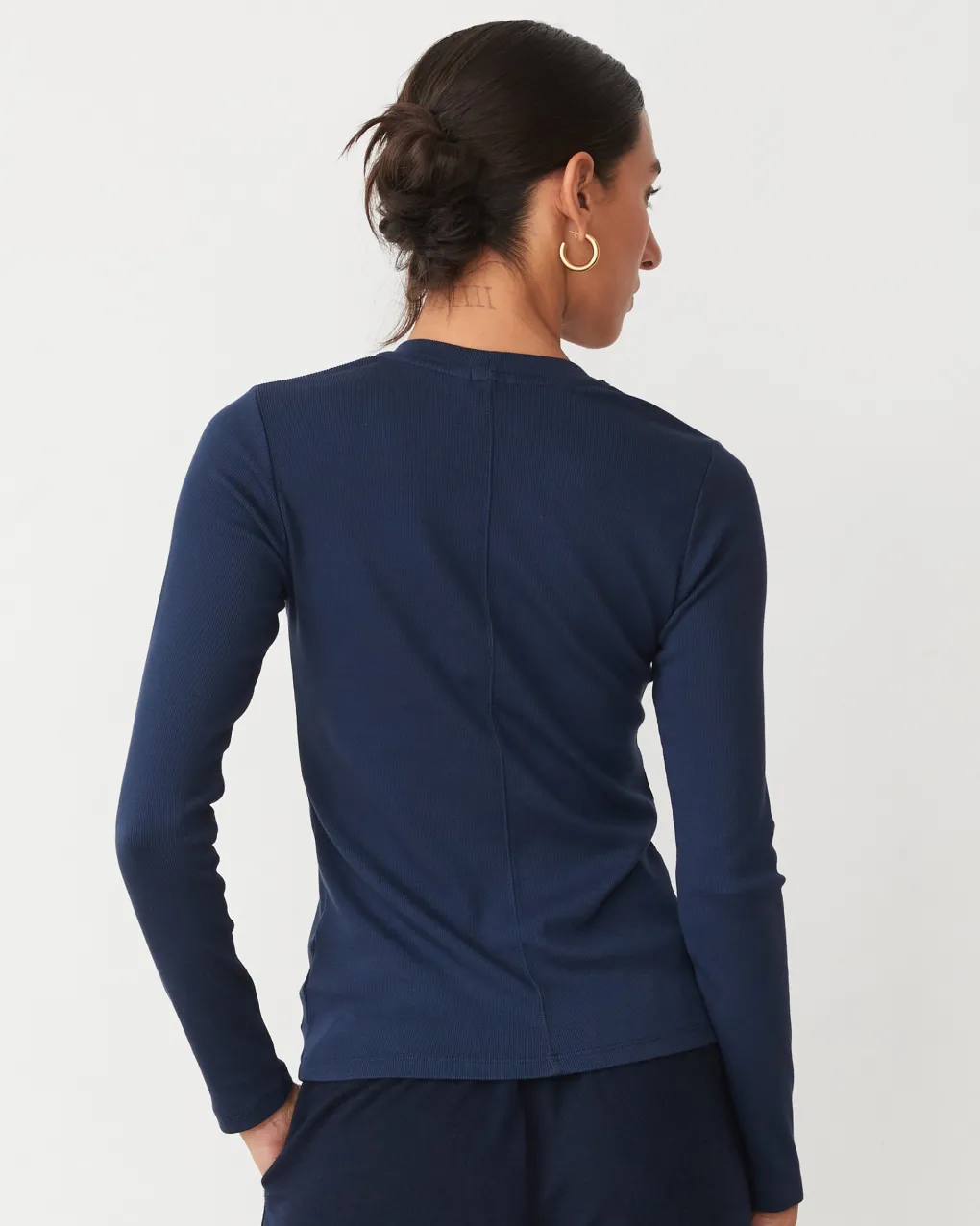 Travel Essentials|Long Sleeve*MONROW Supimaluxe Rib Long Sleeve Crew BLUEBLACK