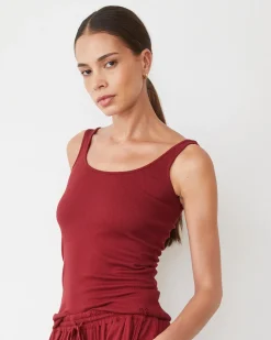 Sets|Tanks*MONROW Supimaluxe Rib Scoop Neck Tank RUBY