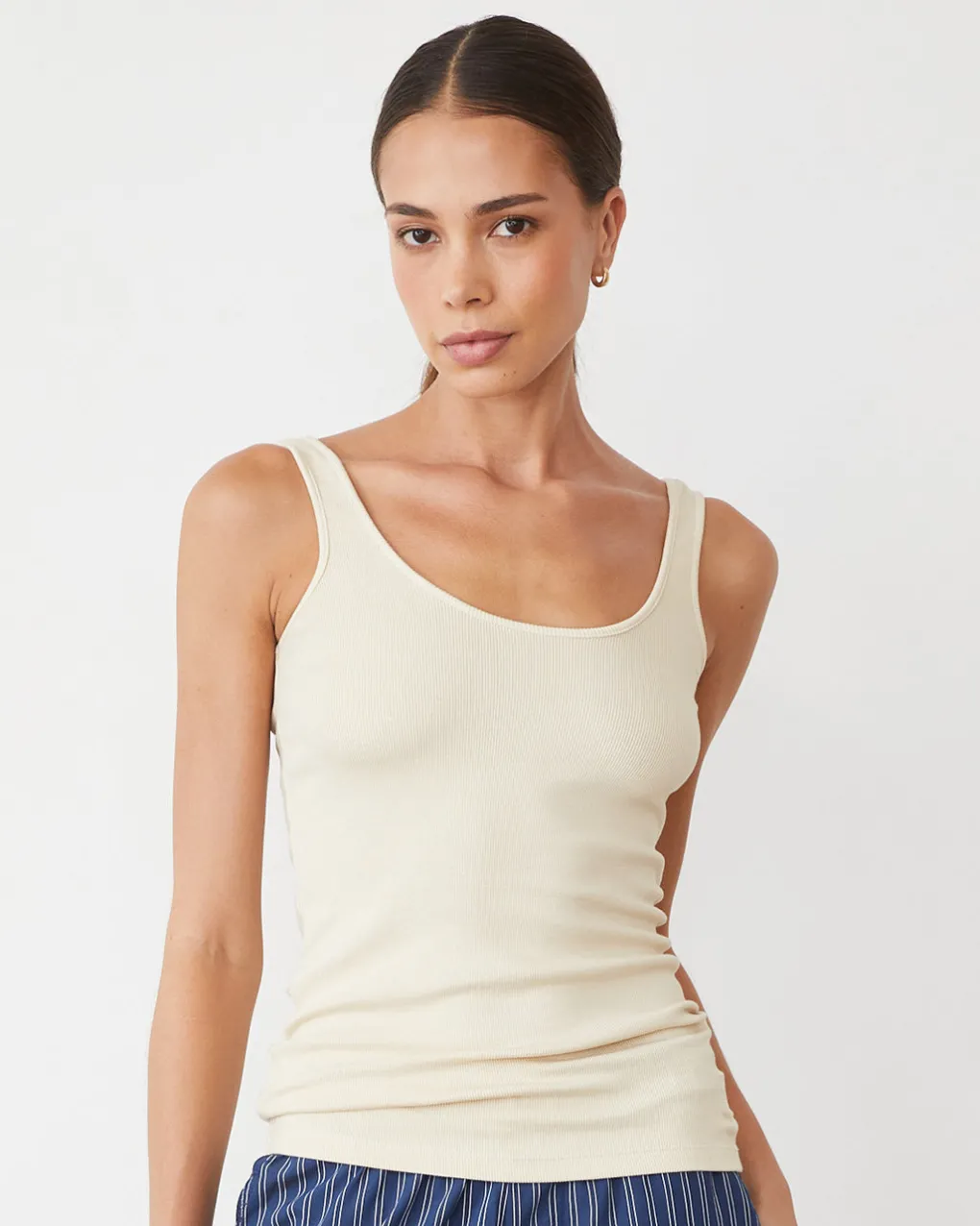 Travel Essentials|Tanks*MONROW Supimaluxe Rib Scoop Neck Tank OFFWHITE