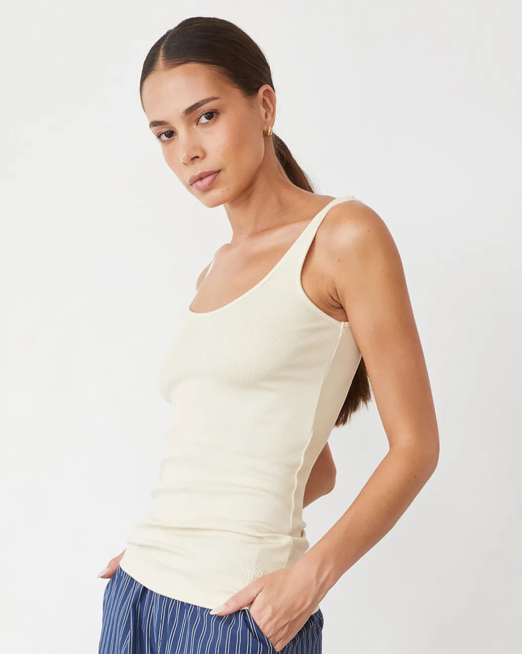 Travel Essentials|Tanks*MONROW Supimaluxe Rib Scoop Neck Tank OFFWHITE