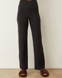 Sweats*MONROW Supima Rib Flare Pant BLACK
