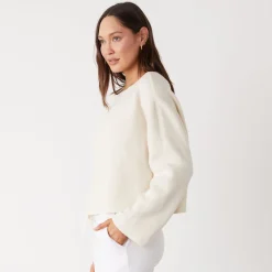 Sweatshirts*MONROW Teddy Fleece Boat Neck Sweatshirt OFFWHITE