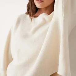 Sweatshirts*MONROW Teddy Fleece Boat Neck Sweatshirt OFFWHITE