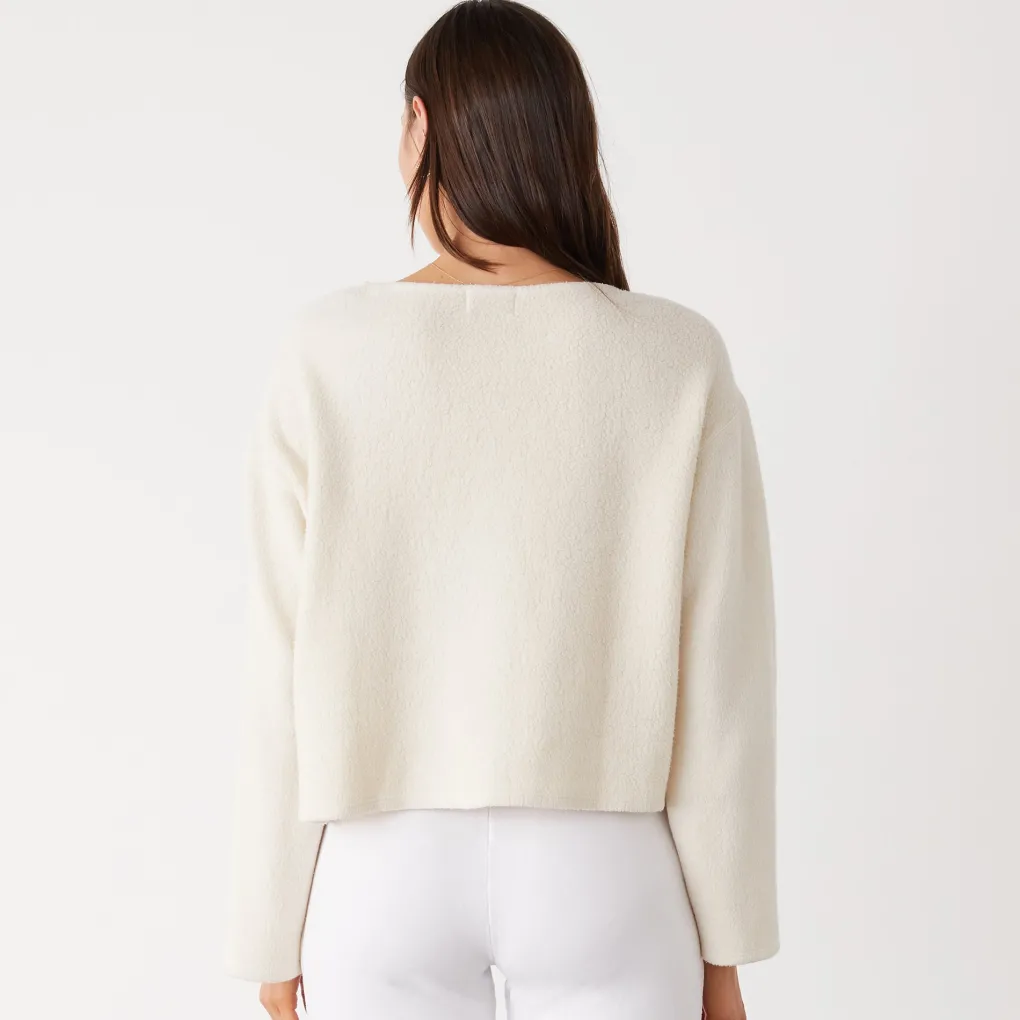 Sweatshirts*MONROW Teddy Fleece Boat Neck Sweatshirt OFFWHITE