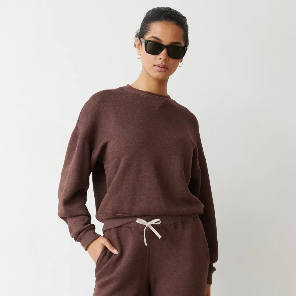 Sweatshirts*MONROW Teddy Fleece Crew Neck Sweatshirt DARKOAK