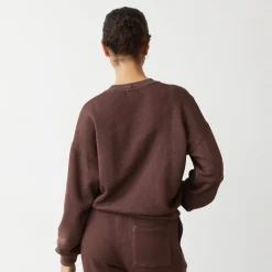 Sweatshirts*MONROW Teddy Fleece Crew Neck Sweatshirt DARKOAK