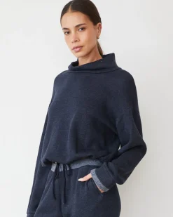 Travel Essentials|Sweatshirts*MONROW Teddy Fleece Funnel Pullover DARKNAVY