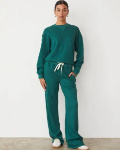 Travel Essentials|Sweats*MONROW Teddy Fleece Oversized Straight Leg Sweat FOREST