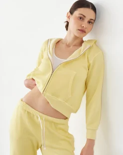 Zip-Up Hoodies*MONROW Teddy Fleece Relaxed Zip Up Hoody LEMON