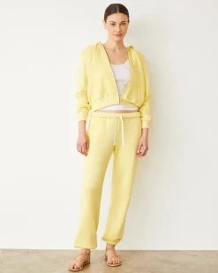 Zip-Up Hoodies*MONROW Teddy Fleece Relaxed Zip Up Hoody LEMON
