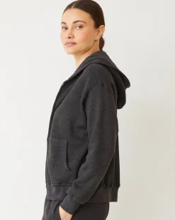 Sets|Zip-Up Hoodies*MONROW Teddy Fleece Relaxed Zip Up Hoody FADEDBLACK