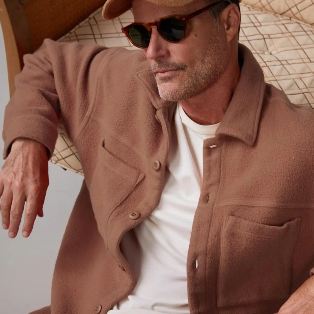 Mens Sale|Men's Sale*MONROW Teddy Fleece Shacket CARAMEL