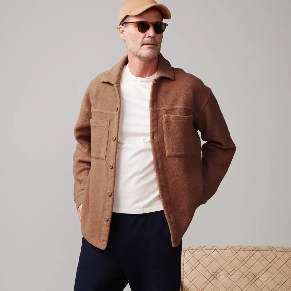 Mens Sale|Men's Sale*MONROW Teddy Fleece Shacket CARAMEL