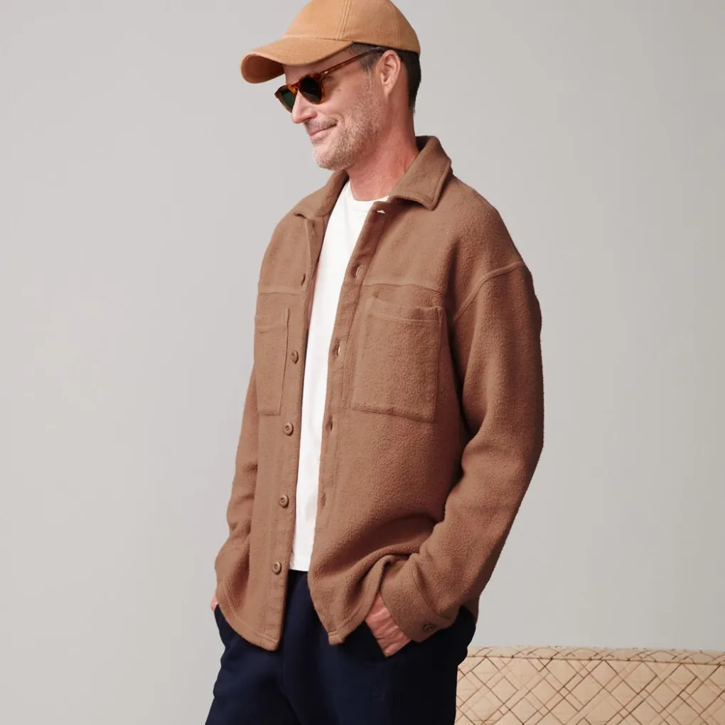 Mens Sale|Men's Sale*MONROW Teddy Fleece Shacket CARAMEL