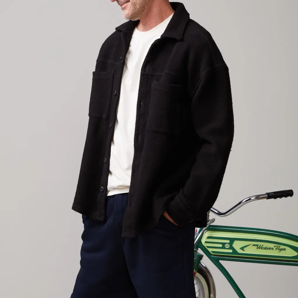 Mens Sale|Men's Sale*MONROW Teddy Fleece Shacket BLACK