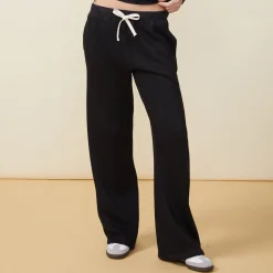 Sweats*MONROW Teddy Fleece Straight Leg Sweat BLACK