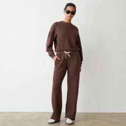 Sweats*MONROW Teddy Fleece Straight Leg Sweat DARKOAK