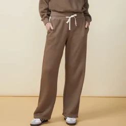 Sweats*MONROW Teddy Fleece Straight Leg Sweat EARLGREY