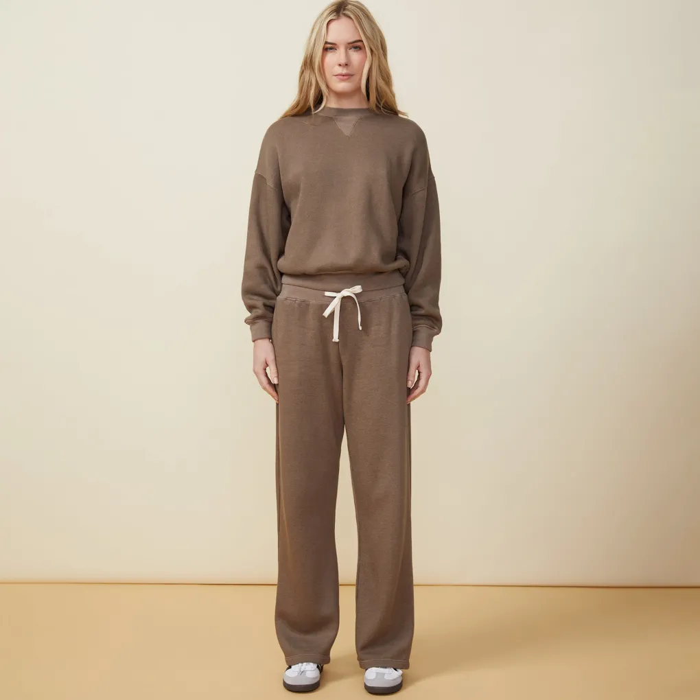 Sweats*MONROW Teddy Fleece Straight Leg Sweat EARLGREY