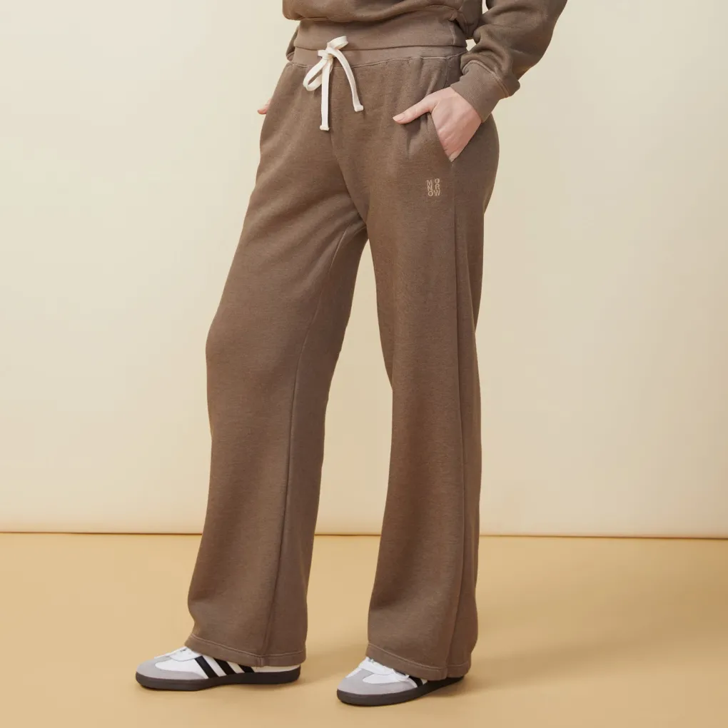 Sweats*MONROW Teddy Fleece Straight Leg Sweat EARLGREY