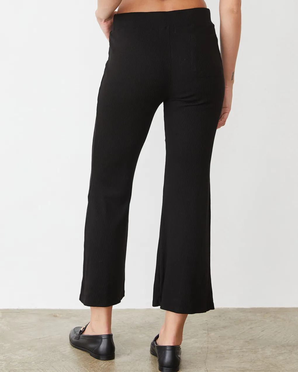 Sets|Pants*MONROW Tencel Rib Kick Flare BLACK