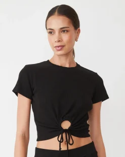 Sets|Tees*MONROW Tencel Rib Tie Top BLACK