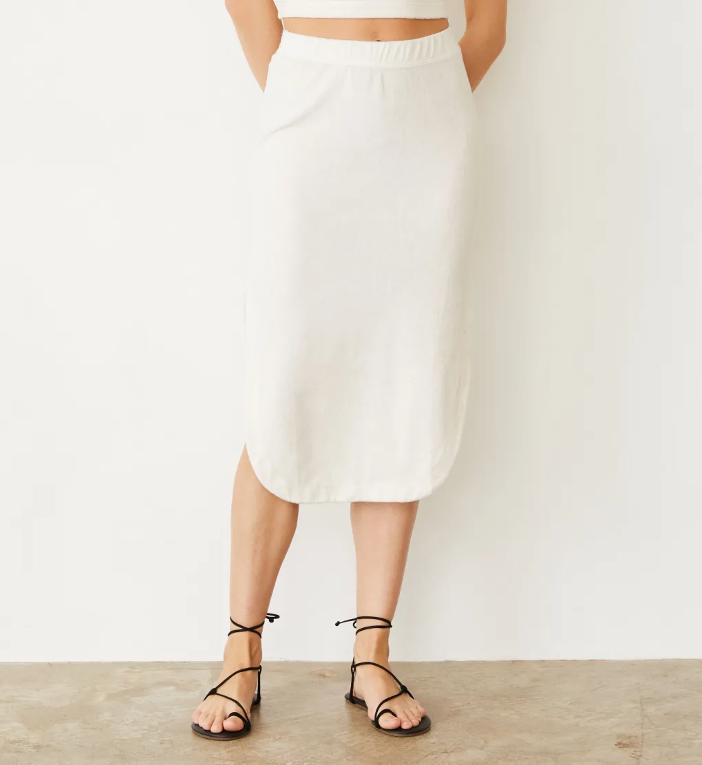 Terry|Skirts*MONROW Terry Cloth Midi Skirt PEARL