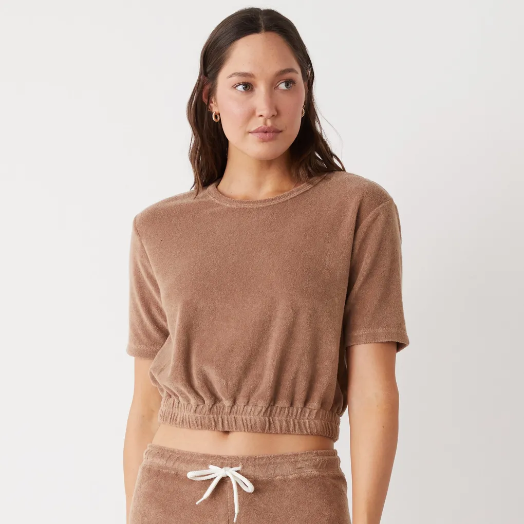 Terry|Tees*MONROW Terry Cloth Short Sleeve PECAN