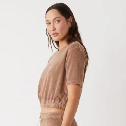 Terry|Tees*MONROW Terry Cloth Short Sleeve PECAN