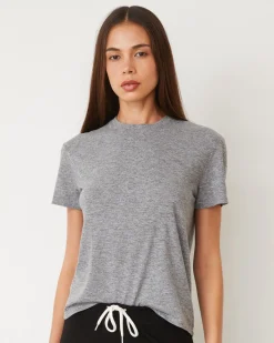 Tees*MONROW Textured Tri-Blend Basic Crew Neck Tee GRANITE