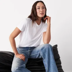 Tees*MONROW Textured Tri-Blend Basic Crew Neck Tee WHITE