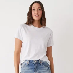 Tees*MONROW Textured Tri-Blend Basic Crew Neck Tee WHITE