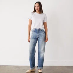 Tees*MONROW Textured Tri-Blend Basic Crew Neck Tee WHITE