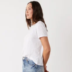 Tees*MONROW Textured Tri-Blend Basic Crew Neck Tee WHITE