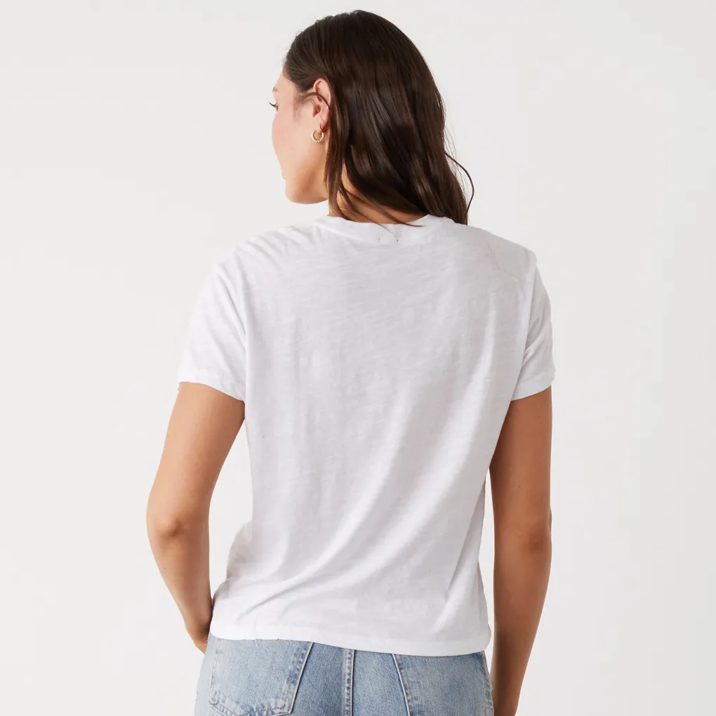 Tees*MONROW Textured Tri-Blend Basic Crew Neck Tee WHITE